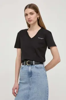 Karl Lagerfeld tricou din bumbac femei, culoarea negru imagine