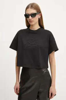 Karl Lagerfeld tricou din bumbac femei, culoarea negru, A1W17071 imagine