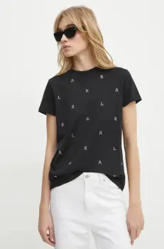 Karl Lagerfeld tricou din bumbac femei, culoarea negru, A1W17078 imagine