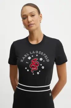 Karl Lagerfeld tricou din bumbac femei, culoarea negru, A1W17090 imagine