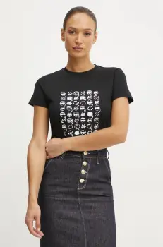 Karl Lagerfeld tricou din bumbac femei, culoarea negru, A1W17124 imagine