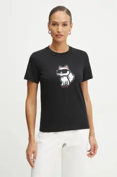 Karl Lagerfeld tricou din bumbac femei, culoarea negru, A1W17128 imagine