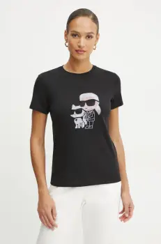 Karl Lagerfeld tricou din bumbac femei, culoarea negru, A1W17131 imagine
