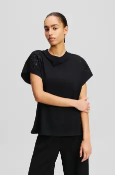 Karl Lagerfeld tricou din bumbac femei, culoarea negru, A2W17060 imagine