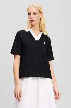 Karl Lagerfeld tricou din bumbac femei, culoarea negru, A2W17111 imagine