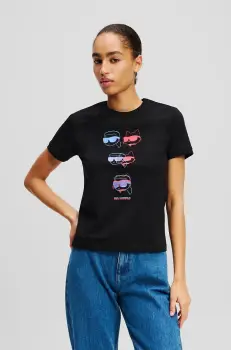 Karl Lagerfeld tricou din bumbac femei, culoarea negru, A2W17112 imagine