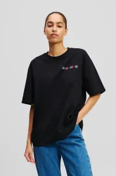 Karl Lagerfeld tricou din bumbac femei, culoarea negru, A2W17113 imagine