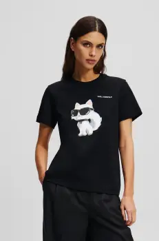 Karl Lagerfeld tricou din bumbac femei, culoarea negru, A2W17119 imagine