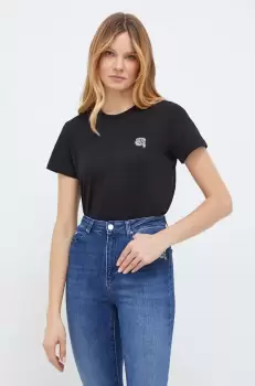 Karl Lagerfeld tricou din bumbac femei, culoarea negru imagine