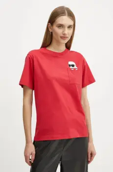 Karl Lagerfeld tricou din bumbac femei, culoarea rosu, A1W17100 imagine