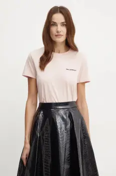 Karl Lagerfeld tricou din bumbac femei, culoarea roz, 245W1714 imagine