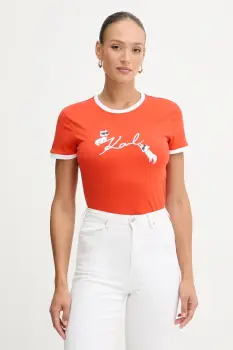 Karl Lagerfeld tricou din bumbac IKON culoarea portocaliu, B1W17040 imagine