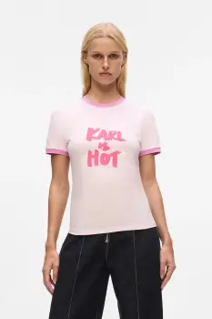 Karl Lagerfeld tricou din bumbac Karl Lagerfeld x Paris Hilton culoarea roz, A4W17102 imagine