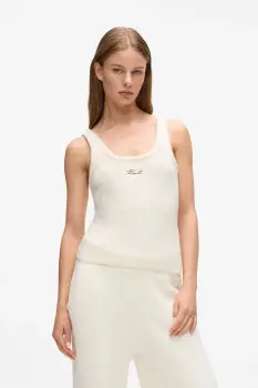 Karl Lagerfeld tricou fara maneci culoarea alb, A4W44004 imagine