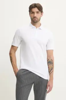 Karl Lagerfeld tricou polo barbati, culoarea alb, neted, 500221.745750 imagine