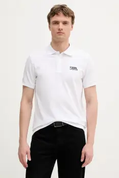 Karl Lagerfeld tricou polo culoarea alb, cu imprimeu, 553235.745088 imagine