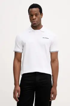 Karl Lagerfeld tricou polo culoarea alb, uni, 561235.745023 imagine