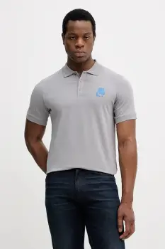 Karl Lagerfeld tricou polo culoarea gri, cu imprimeu, 554235.745401 imagine