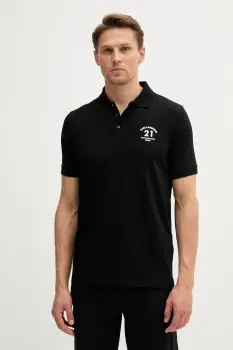 Karl Lagerfeld tricou polo culoarea negru, cu imprimeu, 553235.745017 imagine