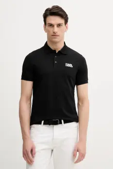 Karl Lagerfeld tricou polo culoarea negru, cu imprimeu, 553235.745088 imagine