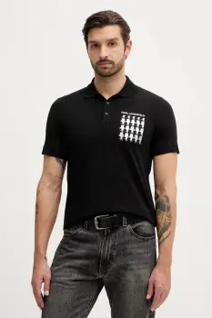Karl Lagerfeld tricou polo culoarea negru, cu imprimeu, 554235.745400 imagine