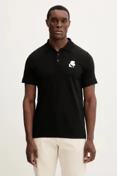 Karl Lagerfeld tricou polo culoarea negru, cu imprimeu, 554235.745401 imagine