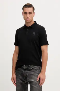Karl Lagerfeld tricou polo culoarea negru, uni, 554221.745015 imagine