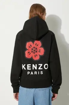 Kenzo bluza Boke Placed femei, culoarea negru, cu gluga, cu imprimeu, FE62SW1624MT.99J imagine