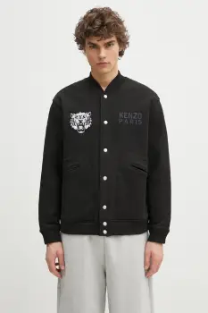 Kenzo bluza Happy Tiger barbati, culoarea negru, cu imprimeu, FF55BL1244MT.99J imagine