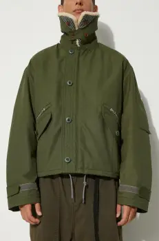 Kenzo geaca Army Blouson barbati, culoarea verde, de tranzitie, oversize, FE65BL1499OB.51 imagine