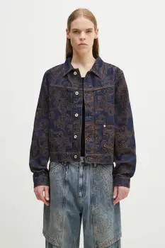 Kenzo geaca jeans culoarea albastru marin, de tranzitie, FF55DV3096V1.DM imagine