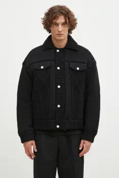 Kenzo geaca Knitted Down Jacket barbati, culoarea negru, de iarna, oversize, FE65OU1419NC.99 imagine