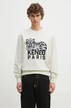 Kenzo hanorac de bumbac barbati, culoarea gri, cu imprimeu, FF55SW2634MF.93 imagine