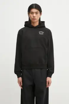 Kenzo hanorac de bumbac barbati, culoarea negru, cu gluga, uni, FF55SW2724MC.99J imagine