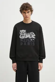 Kenzo hanorac de bumbac barbati, culoarea negru, cu imprimeu, FF55SW2634MF.99J imagine