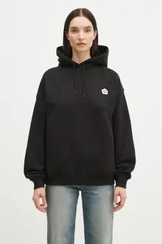 Kenzo hanorac de bumbac Boke Flower 2.0 femei, culoarea negru, cu gluga, cu imprimeu, FF52SW1754MB.99J imagine