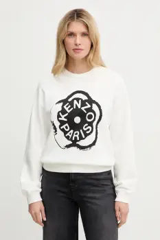 Kenzo hanorac de bumbac culoarea alb, cu imprimeu, FG52SW2054MJ imagine