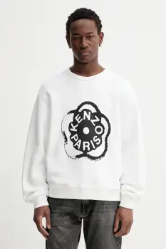 Kenzo hanorac de bumbac culoarea alb, cu imprimeu, FG55SW5094MJ imagine