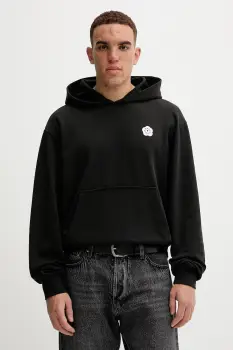 Kenzo hanorac de bumbac culoarea negru, cu gluga, cu imprimeu, FF65HO2574MF imagine