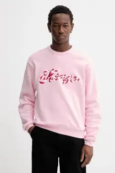 Kenzo hanorac de bumbac culoarea roz, cu imprimeu, FG55SW2024MJ imagine