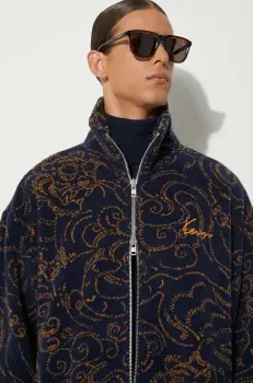 Kenzo hanorac fleece Star Tiger Jacket culoarea albastru marin, modelator, FE65BL2094FB.79 imagine