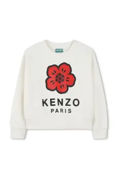 Kenzo Kids hanorac de bumbac pentru copii culoarea alb, cu imprimeu, K61047 imagine