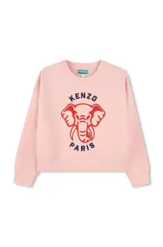 Kenzo Kids hanorac de bumbac pentru copii culoarea portocaliu, cu imprimeu, K61048 imagine