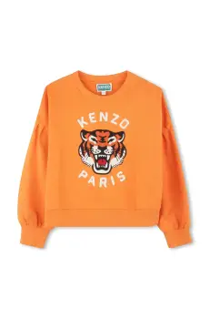 Kenzo Kids hanorac de bumbac pentru copii culoarea portocaliu, cu imprimeu, K61049 imagine