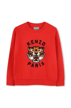 Kenzo Kids hanorac de bumbac pentru copii culoarea rosu, cu imprimeu, K61126 imagine