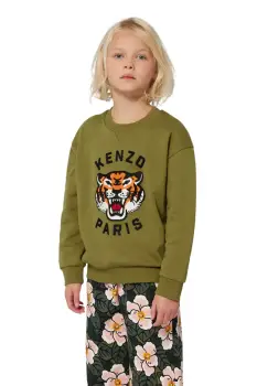 Kenzo Kids hanorac de bumbac pentru copii culoarea verde, cu imprimeu, K61432 imagine