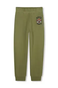 Kenzo Kids pantaloni de trening din bumbac pentru copii culoarea verde, cu imprimeu, K61455 imagine