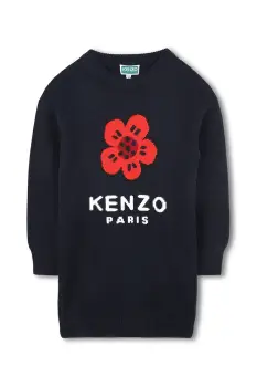 Kenzo Kids rochie din amestec de lana pentru copii culoarea bleumarin, mini, oversize, K61356 imagine