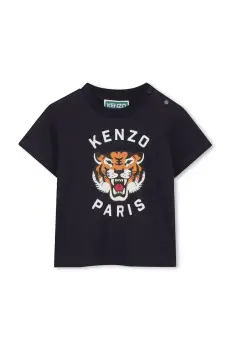 Kenzo Kids tricou de bumbac pentru copii culoarea albastru marin, cu imprimeu, K60971 imagine
