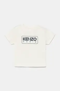 Kenzo Kids tricou de bumbac pentru copii culoarea bej, cu imprimeu, K60972 imagine